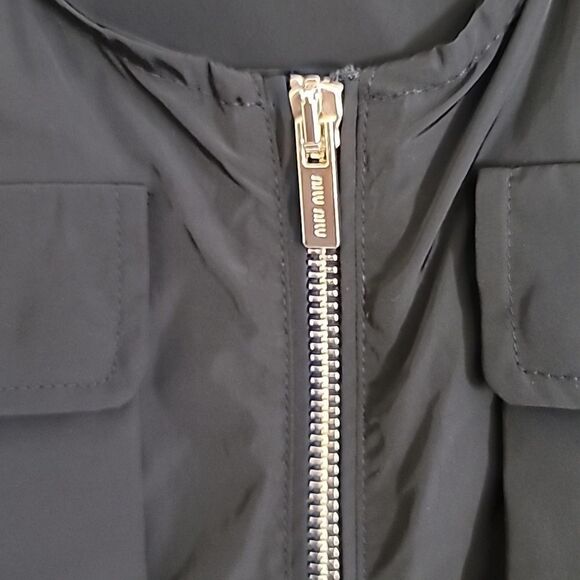 Miu Miu Technical Fabric Black  Sleeveless Vest/Dress with Gold Zipper Detail. - Picture 6 of 16